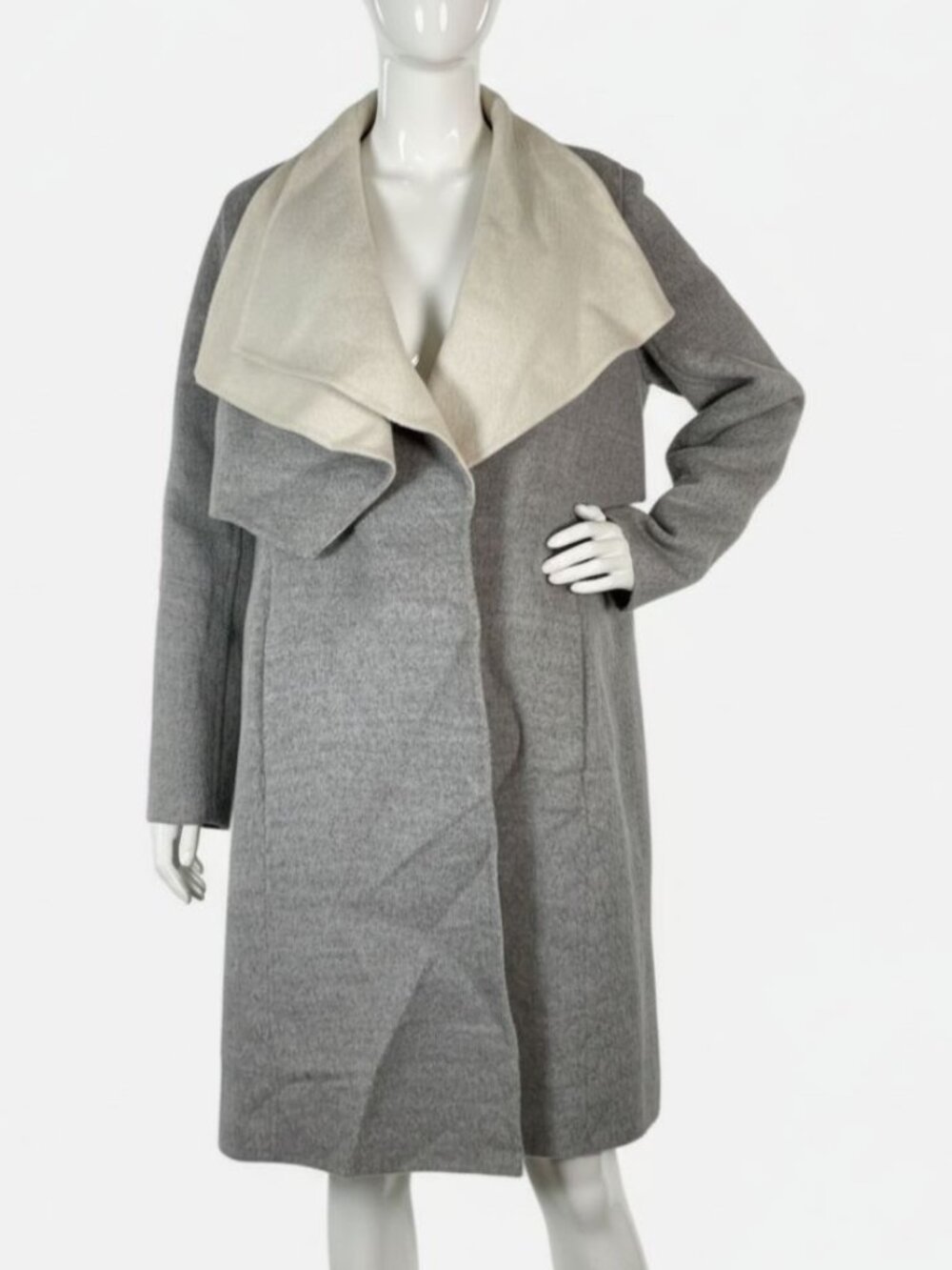 Mackage Women's Gray Iza Wool-Blend Wrap Coat Size S